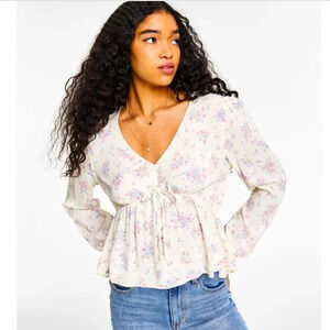 Hippie Rose Juniors' Tie Waist Babydoll Top, Brand New with tags💖XS, M size